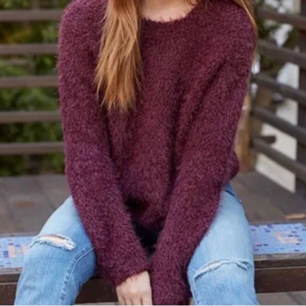 Lauren Conrad, maroon eyelash sweater size large new tags